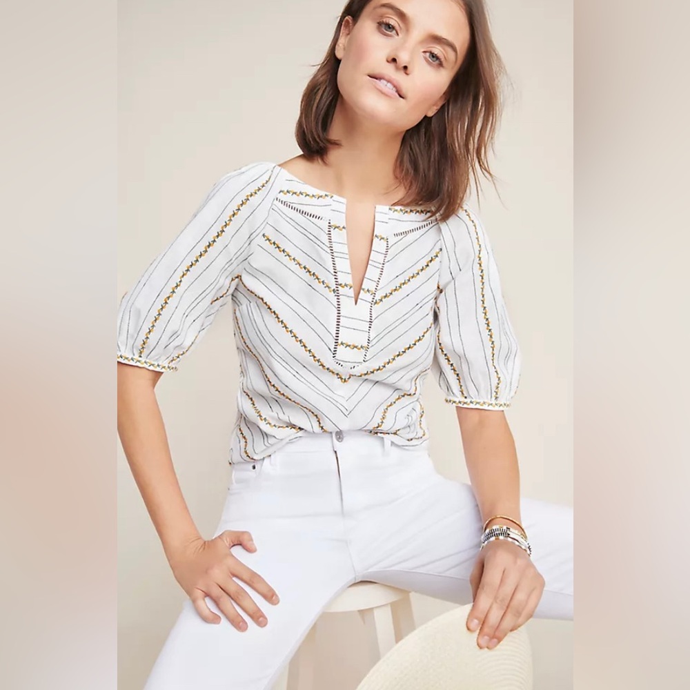 Maeve by Anthropologie Fruit Puff Sleeve top